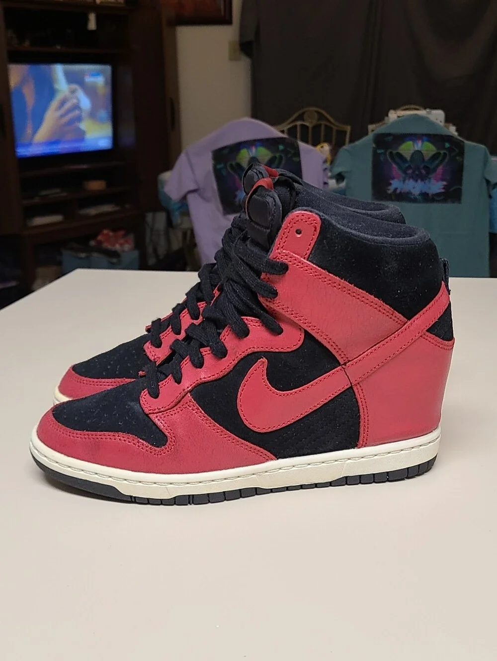 Nike Dunk Sky Hi Essentials Bred hidden wedge skateboard sneakers size 8